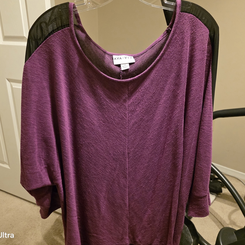 Ava & Viv Plum Dolman Sleeve Knit Top